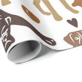 Papier Cadeau Caricature de chien de boxer dans diverses poses s (Coin rond)