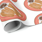 Papier Cadeau Caricature de Churro (Coin rond)
