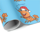 Papier Cadeau Caricature de crevettes de Noël joyeux (Coin rond)