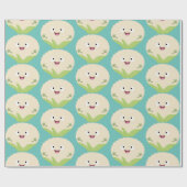 Papier Cadeau Caricature de légume de chou-fleur joyeux (Plat)