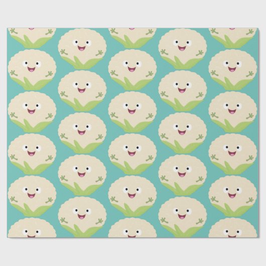 Papier Cadeau Caricature de légume de chou-fleur joyeux (Plat)