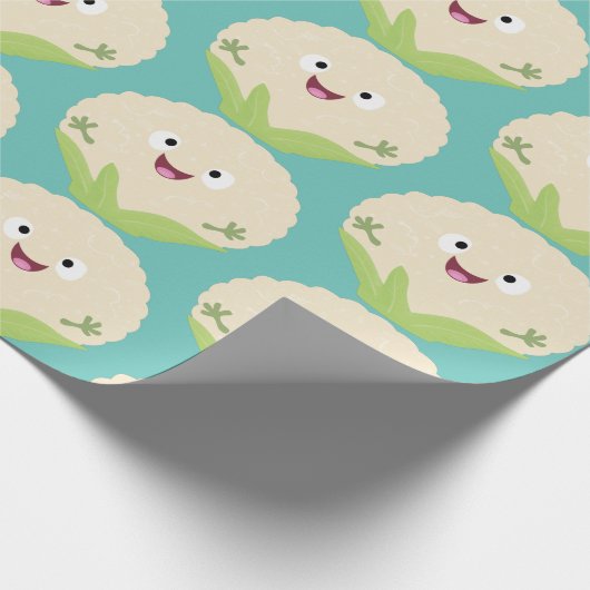 Papier Cadeau Caricature de légume de chou-fleur joyeux (Coin)