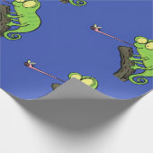 Papier Cadeau Caricature de lézard de caméléon vert joyeux (Coin)