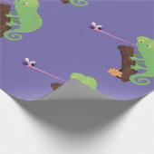 Papier Cadeau Caricature de lézard de caméléon vert joyeux (Coin)