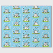 Papier Cadeau Caricature de moutons mignons amis et papillons (Plat)