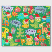 Papier Cadeau Caricature de Noël de Cute Dinosaur (Plat)