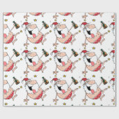 Papier Cadeau Caricature de Noël drôle Drunk Père Noël (Plat)