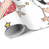 Papier Cadeau Caricature de Noël drôle Drunk Père Noël (Coin rond)