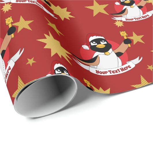 Papier Cadeau Caricature de Noël du manchot royal Papier à envel (Coin rond)