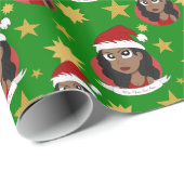 Papier Cadeau Caricature de Noël pour la jeune femme (Coin rond)