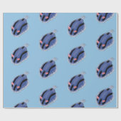 Papier Cadeau Caricature de nudibranche bleu mignon (Plat)