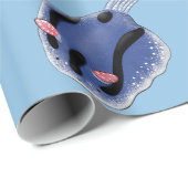 Papier Cadeau Caricature de nudibranche bleu mignon (Coin rond)