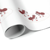 Papier Cadeau Caricature de patinage sur glace de Happy red four (Coin rond)