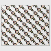 Papier Cadeau Caricature de petite fille très heureuse (Plat)