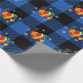 Papier Cadeau Caricature de poisson tropical de Noël sur le Moti (Coin)