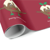 Papier Cadeau Caricature de pudding de Noël (Coin rond)