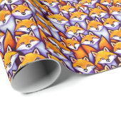 Papier Cadeau Caricature de renard rouge blanc de petits animaux (Coin rond)