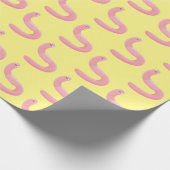 Papier Cadeau Caricature de vers de terre rose joli (Coin)