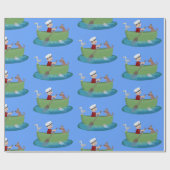 Papier Cadeau Caricature de voilier et de canot à rames garçon m (Plat)