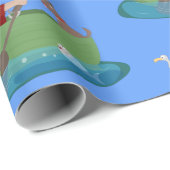 Papier Cadeau Caricature de voilier et de canot à rames garçon m (Coin rond)