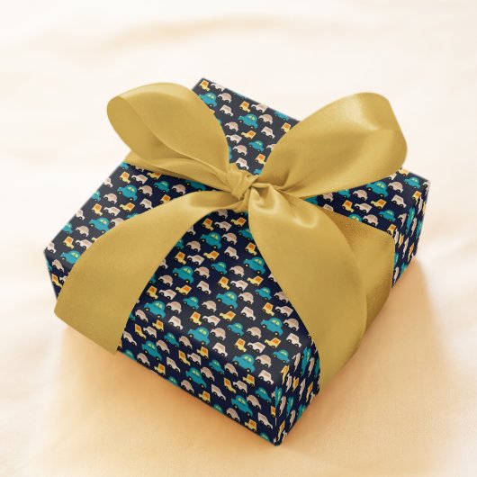 Papier Cadeau Caricature de voitures multicolores