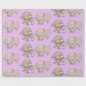 Papier Cadeau Caricature d'écureuils marrants (Plat)