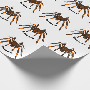 Papier Cadeau Caricature déplaisante de tarantule brun et orange