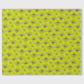 Papier Cadeau Caricature des abeilles sur Beehive mignonne (Plat)