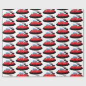 Papier Cadeau Caricature d'hovercraft rouge joyeux (Plat)