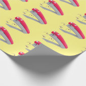 Papier Cadeau Caricature en agrafeuse rouge pâle (Coin)