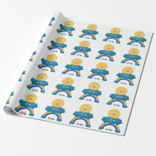 Papier Cadeau Caricature en arc-en-ciel du joyeux nuage de solei