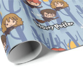 Papier Cadeau Caricature Harry, Ron, & Hermione Voler Dans Woods (Coin rond)