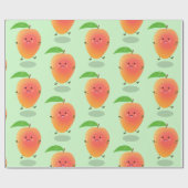 Papier Cadeau Caricature jaune mangue mignonne (Plat)