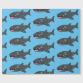 Papier Cadeau Caricature joli requin baleine joyeux (Plat)