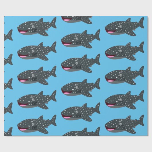 Papier Cadeau Caricature joli requin baleine joyeux (Plat)