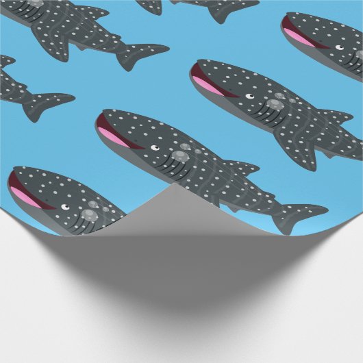 Papier Cadeau Caricature joli requin baleine joyeux (Coin)