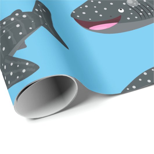 Papier Cadeau Caricature joli requin baleine joyeux (Coin rond)