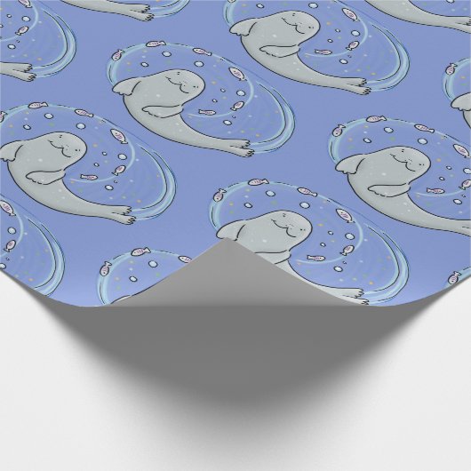 Papier Cadeau Caricature joyeux de phoque et de poisson bleu (Coin)