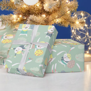 Papier Cadeau Caricature Lapin Lapin de Pâques OEufs Fêtes