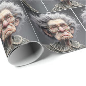 Papier Cadeau Caricature malheureuse de la vieille dame (Coin rond)