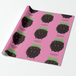 Papier Cadeau Caricature mignonne de mûre mauve de mûre mûre mau