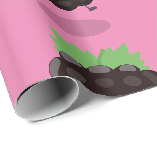 Papier Cadeau Caricature mignonne de mûre mauve de mûre mûre mau (Coin rond)