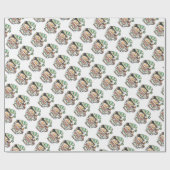 Papier Cadeau Caricature mignonne Elf de Noël dormant dans une t (Plat)