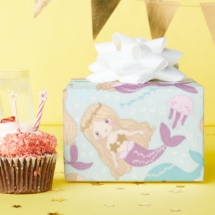 Papier Cadeau Caricature mignonne enveloppement de sirène