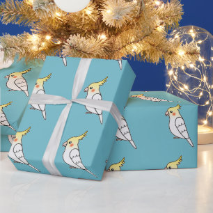 Papier Cadeau Caricature mignonne Lutino Cockatiel Parrot Birds