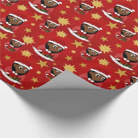 Papier Cadeau Caricature personnalisée pour fille de Noël (Coin)