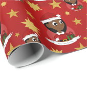Papier Cadeau Caricature personnalisée pour fille de Noël (Coin rond)