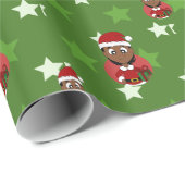 Papier Cadeau Caricature pour fille de Noël (Coin rond)