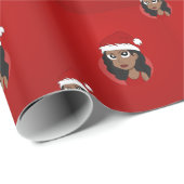 Papier Cadeau Caricature pour fille de Noël (Coin rond)