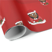 Papier Cadeau Caricature pour fille de Noël (Coin rond)